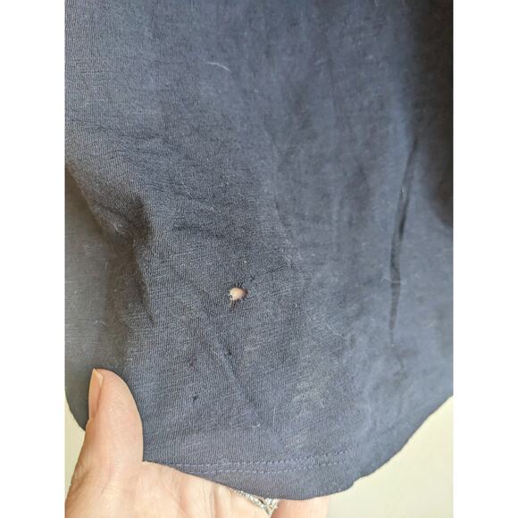 Loft Women's Blue Short Sleeve Off Shoulder Pullover Cotton Blouse Top Size L - Picture 5 of 5